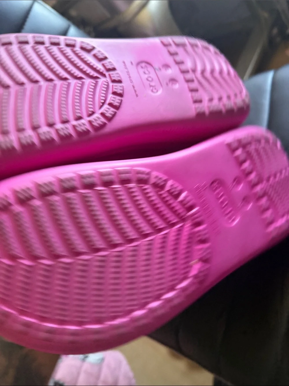 Bright Pink CROCS Sandals with Colorful Studs